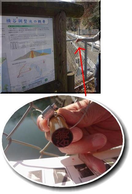 ダムの説明板の横に判子がありま...