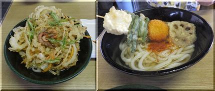 大きいかき揚げと串天。...