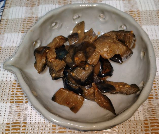 *お茄子の辛子漬けお茄子が被っ...