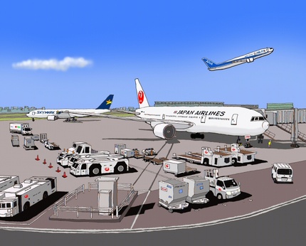～羽田空港の風景、JALとAN...
