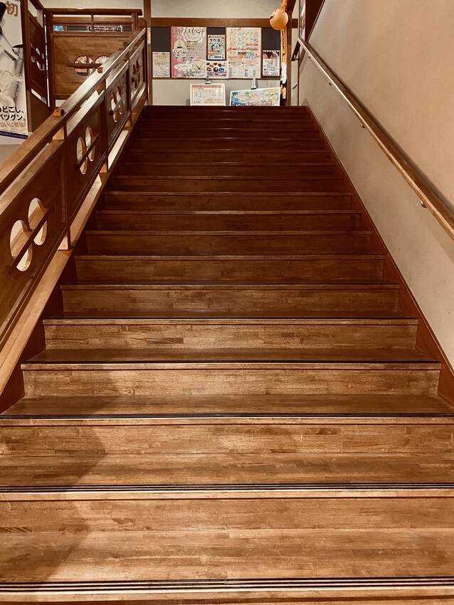 この幅広い階段が何か贅沢な感じ...