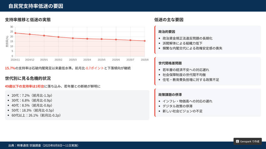 時事通信の「最新政党支持世論調...