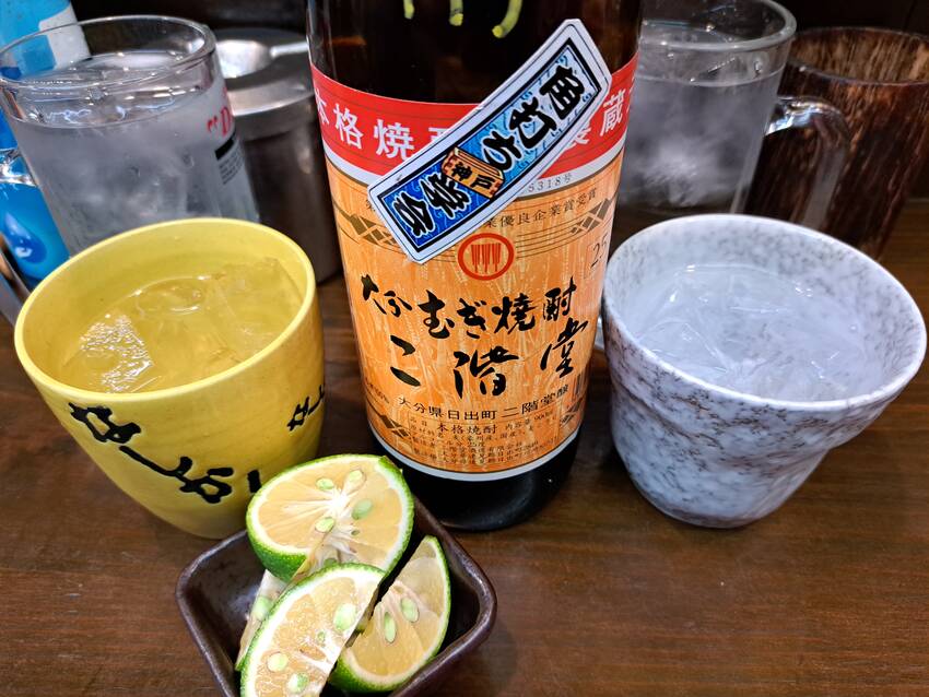 二階堂麦焼酎をカボス割りで...