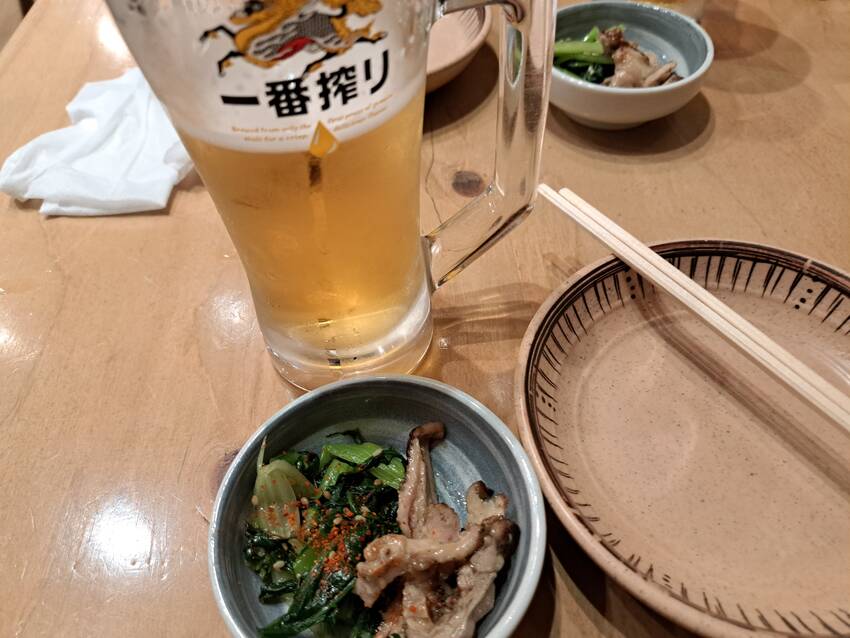 生ビール(一番搾り180円)は...