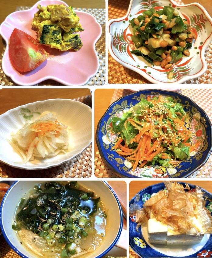 南瓜サラダつるむらさきの納豆和...