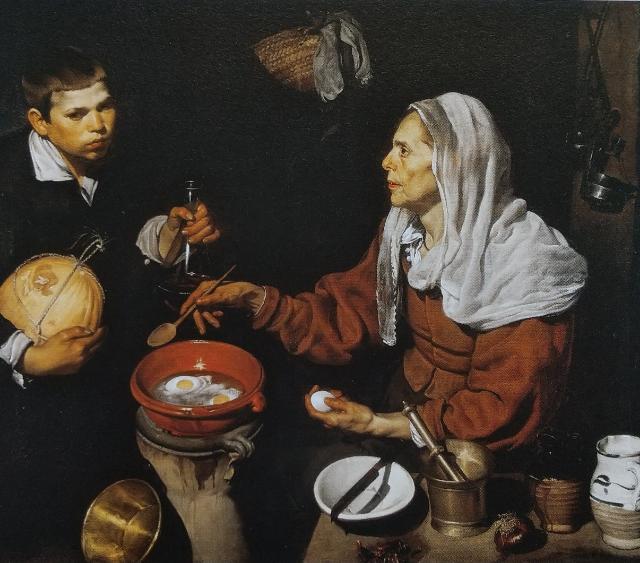 ベラスケス「卵を料理する老婆」...