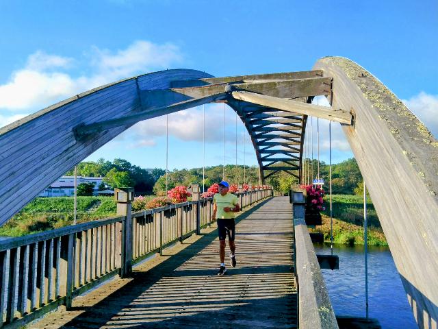 この橋は、木製だってさ。アフリ...