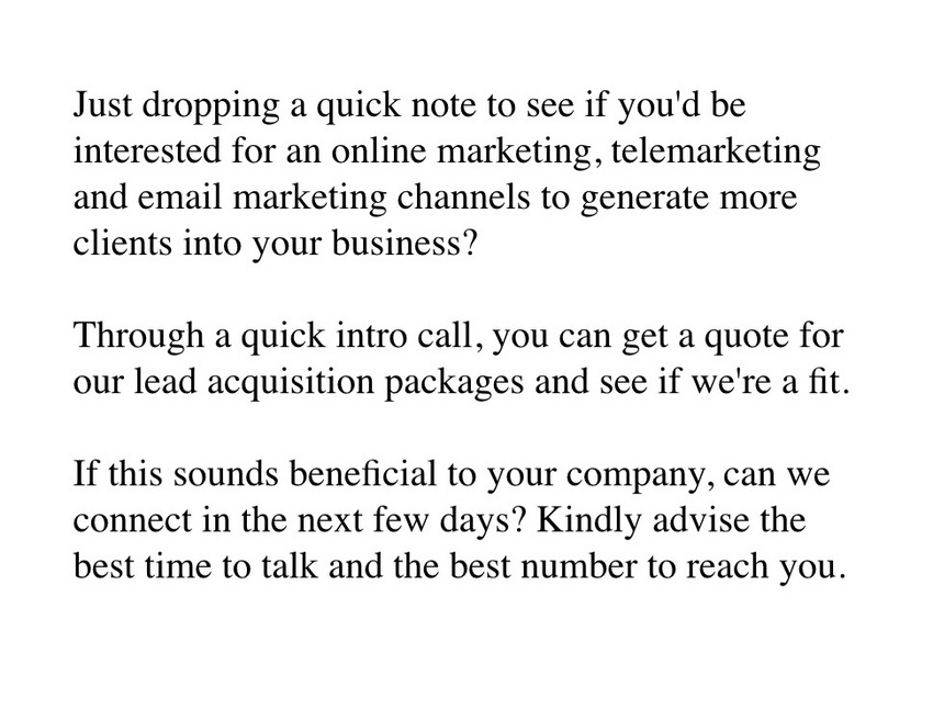 Dear Marketing Professionals