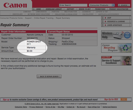 Canon G11 が帰って来...
