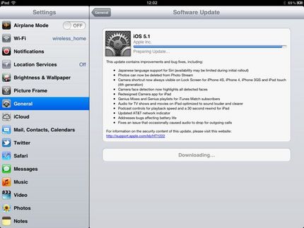 iPad iOS 5.1 アッ...
