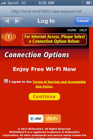 米国マクドナルドの無料 WiF...