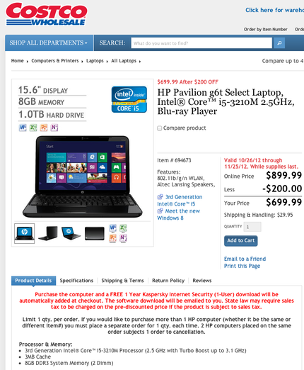 HP Note PC at Costco