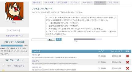 ブログルのファイルアップロード...