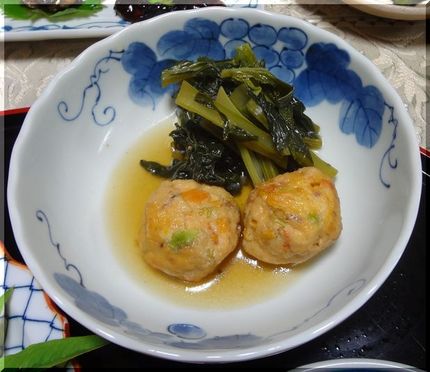 夏のひろうすと小松菜のたいたん...