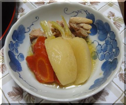 ＊カブラ、鶏肉、金時人参のたい...
