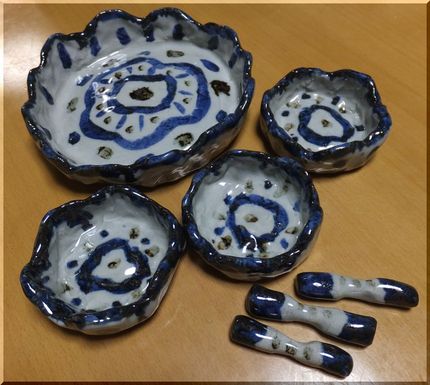 コミセンの陶芸教室で絵付けした...