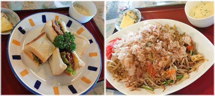 *ビフカツサンドと大盛り焼きそ...