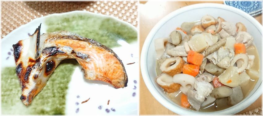 *鮭カマ塩焼き *筑前煮 鶏も...