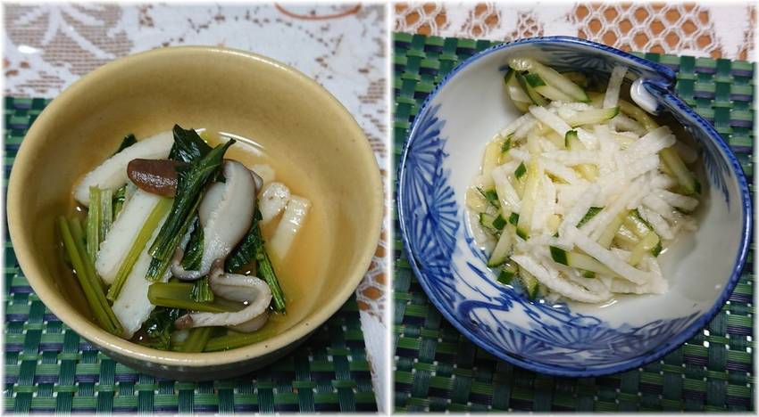 *小松菜と長天、生椎茸のたいた...