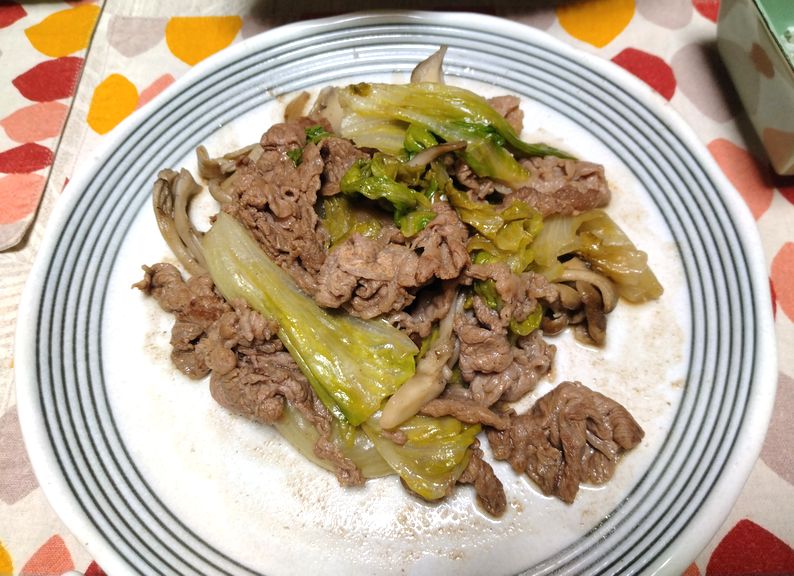 *牛肉とレタス、舞茸の炒め物 ...