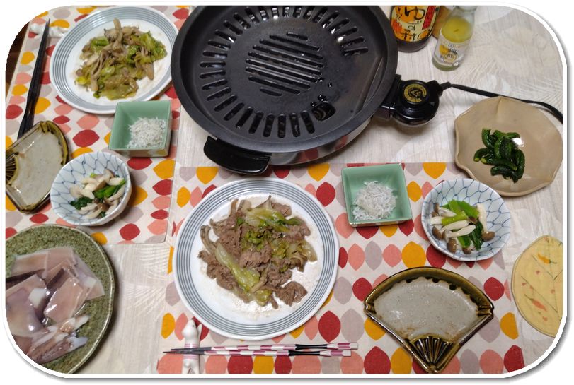 牛肉とレタス、舞茸の炒め物ー2...