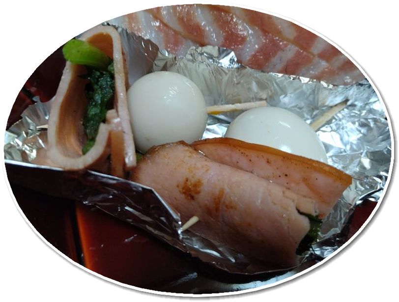 ＊菊菜のハム巻き焼きとウズラの...