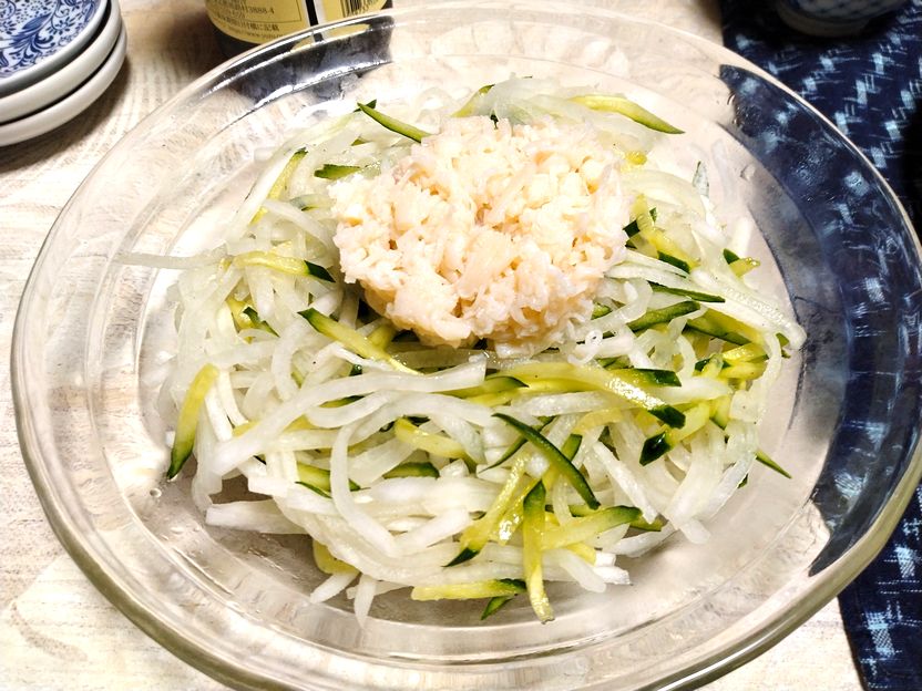 お大根、きゅうりの帆立貝柱ほぐ...