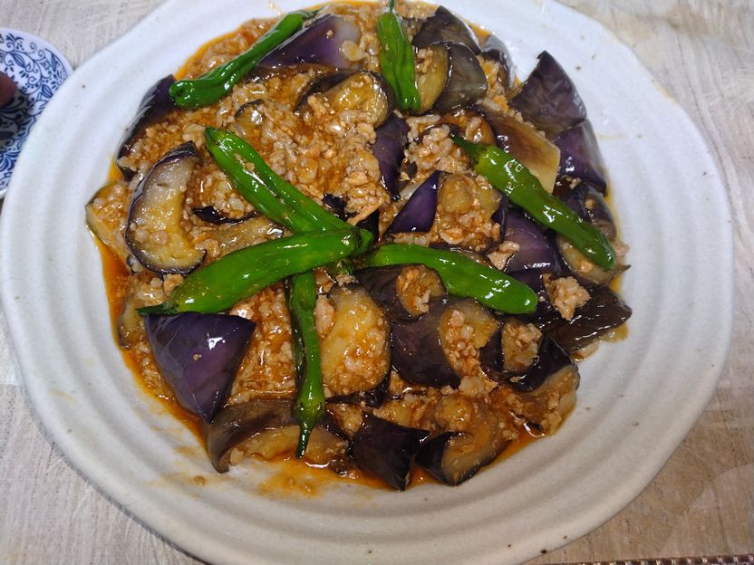 *麻婆茄子 粗びきミンチで 素...