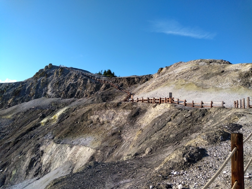 遊歩道の温泉側へ行く方向を見た...