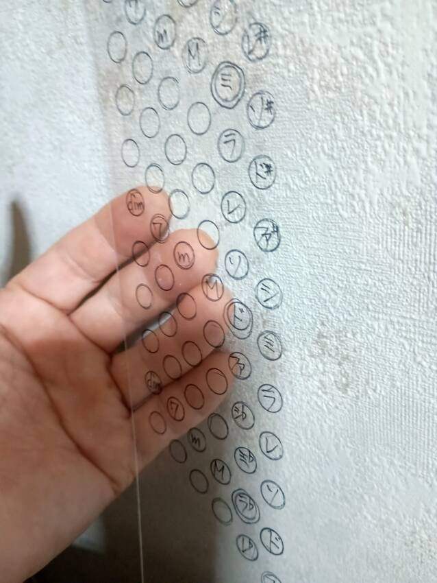 アコーディオン本体を透かして見...