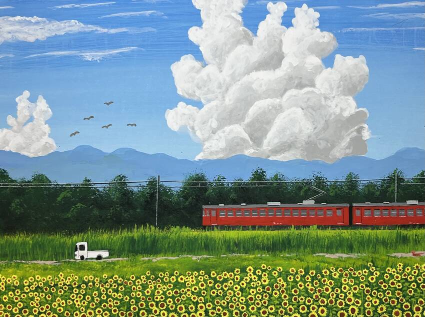 夏、入道雲、ひまわり