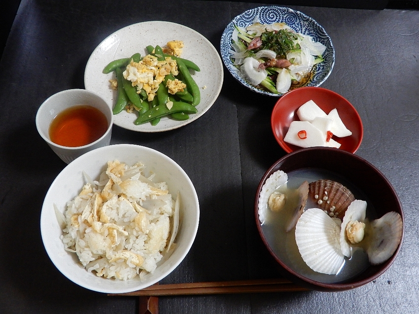 「ミニ帆立の味噌汁」　「牛蒡と...