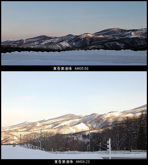 早朝の雪山