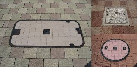 ＜マンホール蓋の色違い＞
