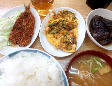 鰯フライ・チヂミ・茄子の煮びた...
