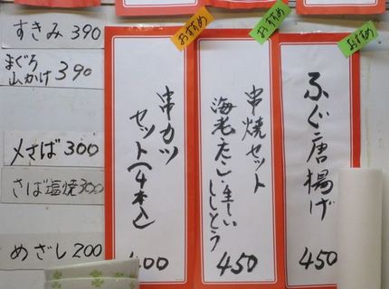 ＜立ち呑み屋の肴の値段＞＠呑み...