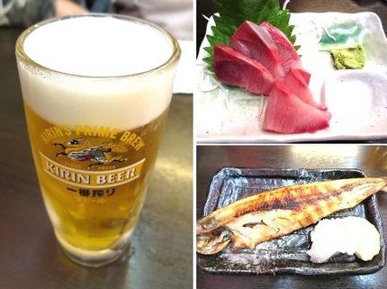 カンパチ刺身＋ホッケの炭火焼＠...