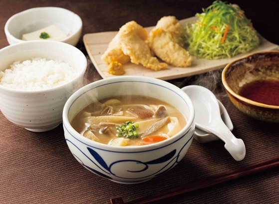 「とり天とだんご汁の定食」＠や...
