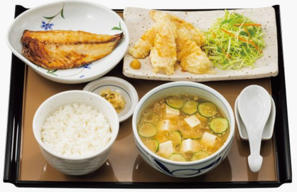 「冷汁と鶏天の定食」＠やよい軒
