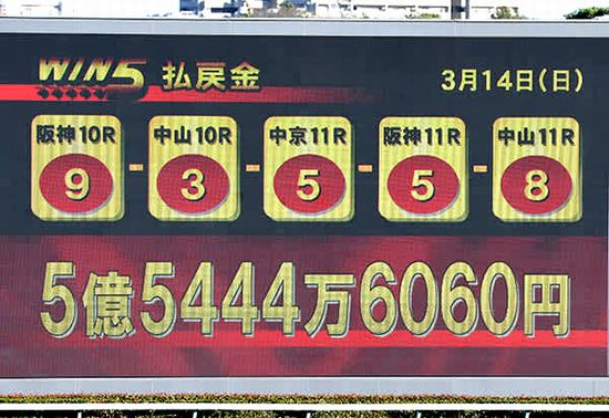 払戻金５億５４４４万６０６０円...