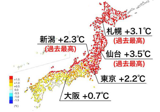 【夏の平均気温（平年差）８月２...
