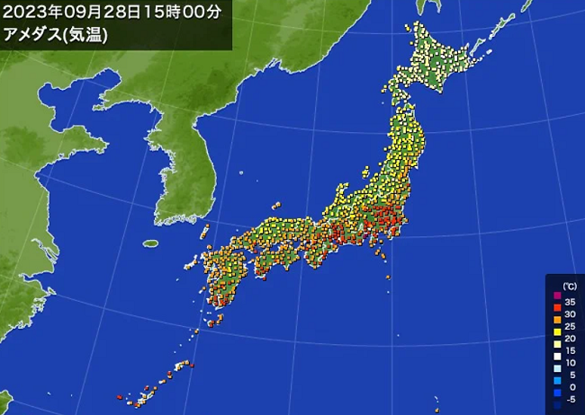 「猛暑日」の記録（９月２８日）