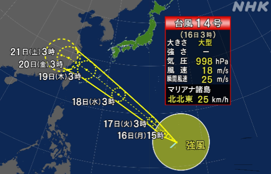「台風１４号」（９月１６日）