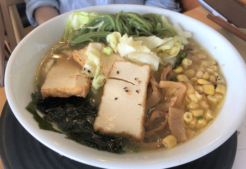 Vegan Ramen with kale noodles