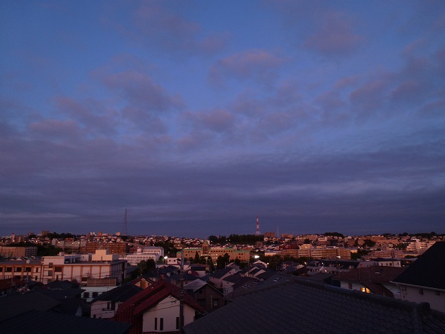 18時10分頃、夕日が映えて、...