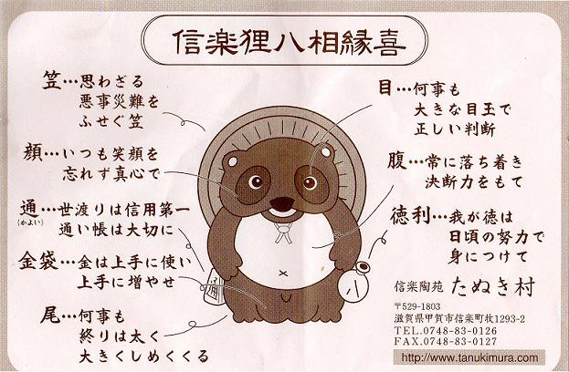信楽狸八相縁喜