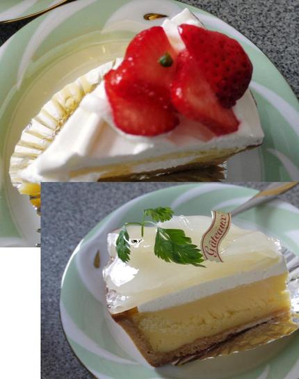 イチゴのタルトと洋ナシのタルト