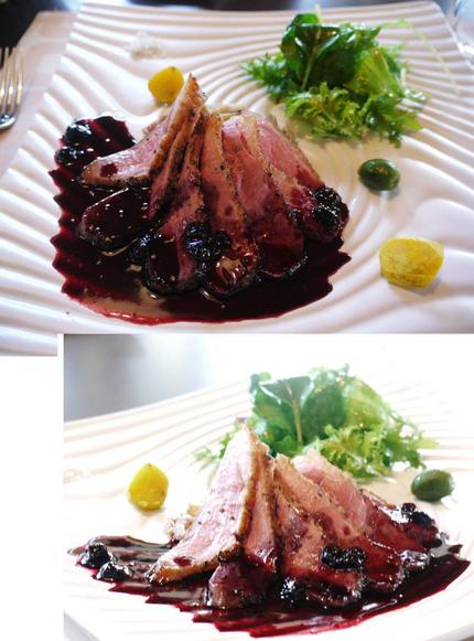 鴨胸肉のソテー　カシスのソース