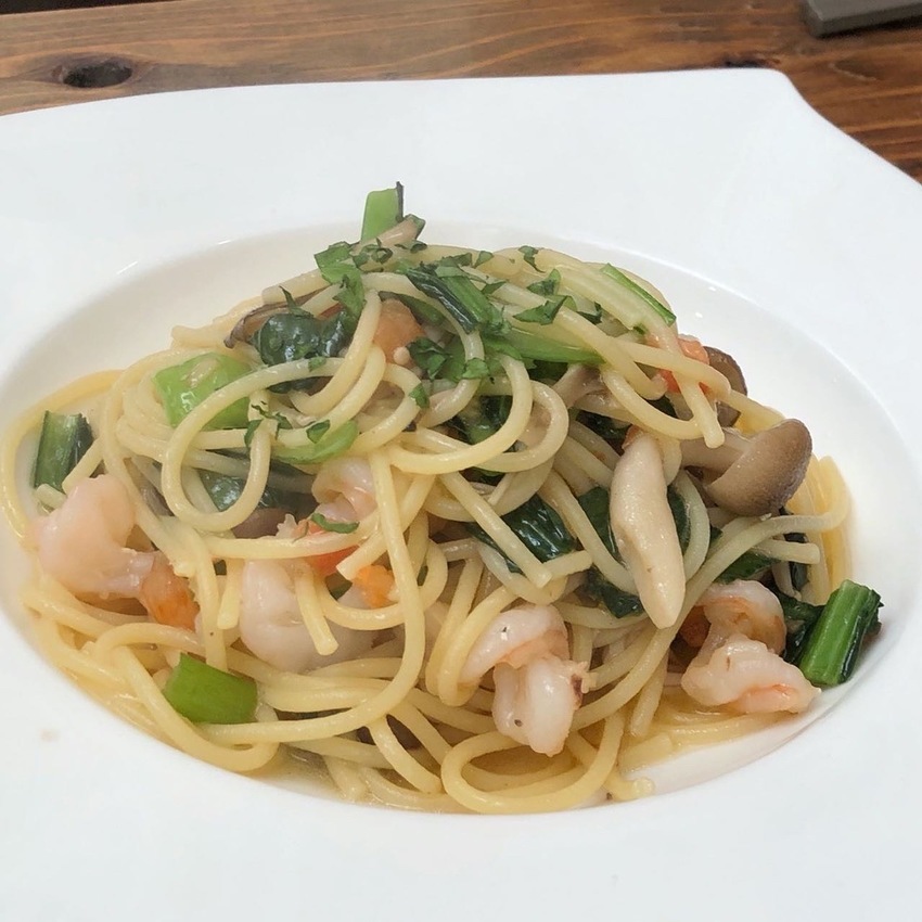ムキエビと小松菜のアーリオオー...