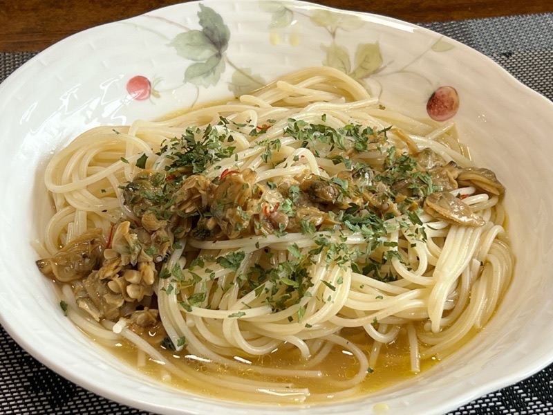 ボンゴレビアンコ パスタ茹でて...